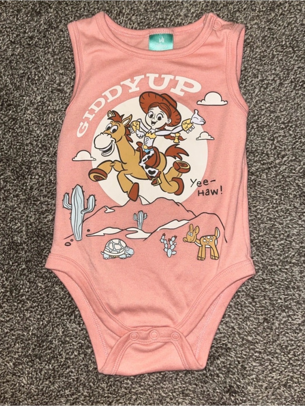 Disney Pink Sleeveless Giddyup Cowboy Graphic One-Piece Bodysuit
